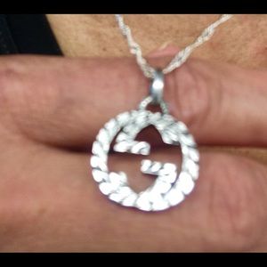 Gucci double G silver charm pendant necklace
